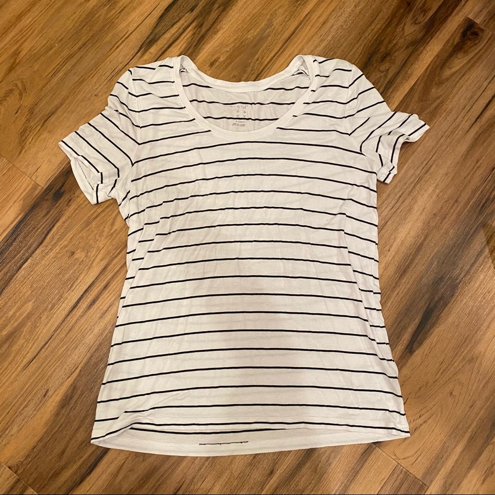 White T-Shirt with Black Stripes